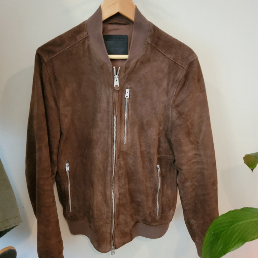 All Saints Kemble Suede Bomber Jacket